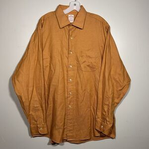 Brooks Brothers 1818 Mens All Cotton Long Sleeve Button Up Shirt Orange 17-36